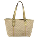 GUCCI GG Canvas Sherry Line Tote Bag Beige Gold 137396 Auth 166223-3