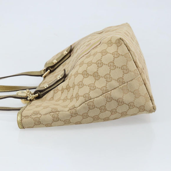 GUCCI GG Canvas Sherry Line Tote Bag Beige Gold 137396 Auth 166223