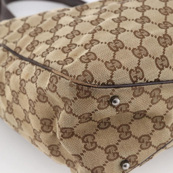 GUCCI GG Canvas Tote Bag Beige Silver 113017 Auth 166224