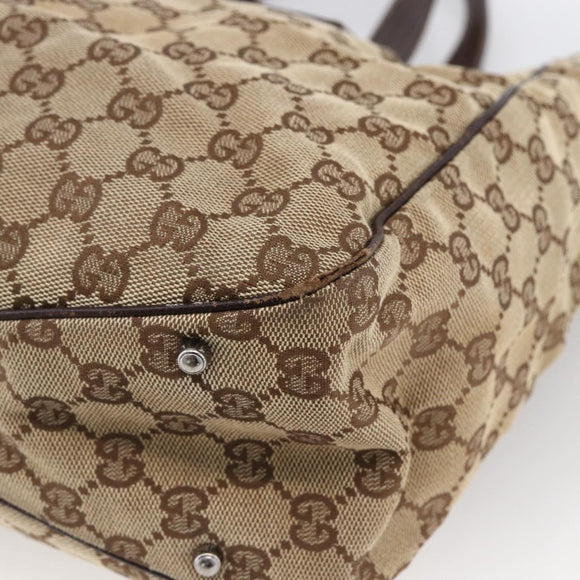 GUCCI GG Canvas Tote Bag Beige Silver 113017 Auth 166224