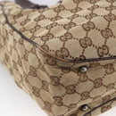 GUCCI GG Canvas Tote Bag Beige Silver 113017 Auth 166224-16