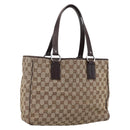 GUCCI GG Canvas Tote Bag Beige Silver 113017 Auth 166224-1
