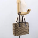 GUCCI GG Canvas Tote Bag Beige Silver 113017 Auth 166224-21