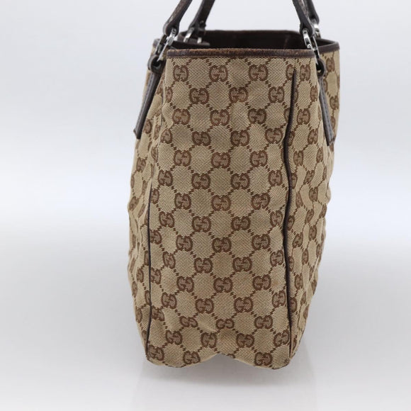 GUCCI GG Canvas Tote Bag Beige Silver 113017 Auth 166224