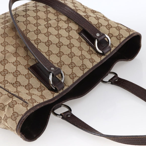 GUCCI GG Canvas Tote Bag Beige Silver 113017 Auth 166224