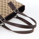 GUCCI GG Canvas Tote Bag Beige Silver 113017 Auth 166224-7