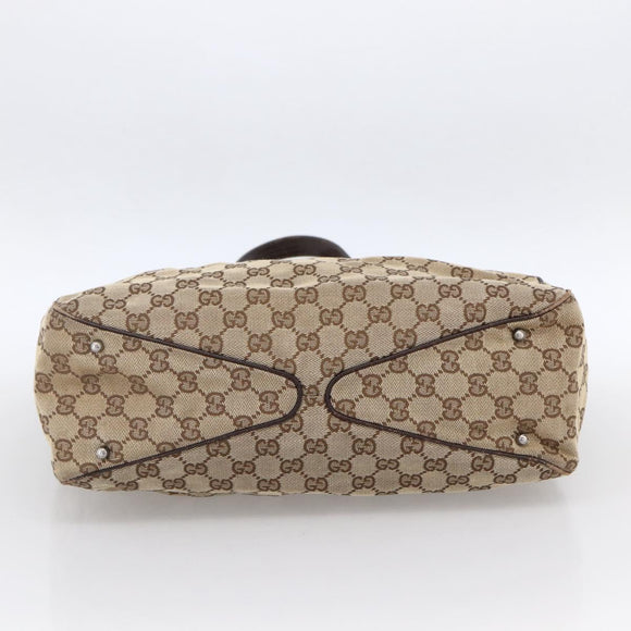 GUCCI GG Canvas Tote Bag Beige Silver 113017 Auth 166224