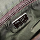 PRADA Hand Bag Nylon Khaki Silver Auth 166225-19