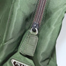 PRADA Hand Bag Nylon Khaki Silver Auth 166225-24
