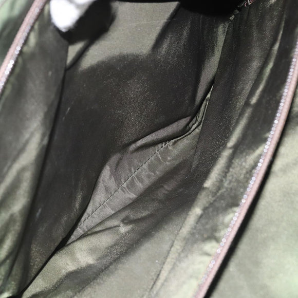 PRADA Hand Bag Nylon Khaki Silver Auth 166225