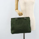 PRADA Hand Bag Nylon Khaki Silver Auth 166225-27