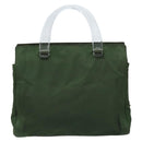 PRADA Hand Bag Nylon Khaki Silver Auth 166225-13