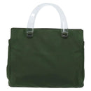 PRADA Hand Bag Nylon Khaki Silver Auth 166225-2