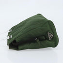 PRADA Hand Bag Nylon Khaki Silver Auth 166225-4