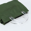 PRADA Hand Bag Nylon Khaki Silver Auth 166225-6