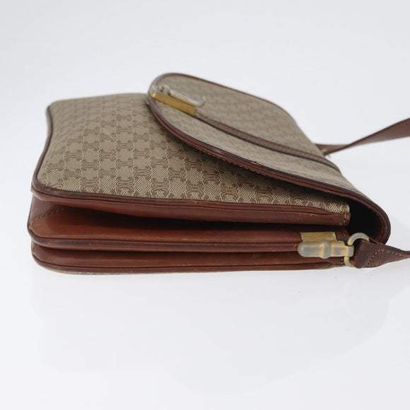 CELINE Macadam Canvas Shoulder Bag PVC Beige Gold Auth 166227
