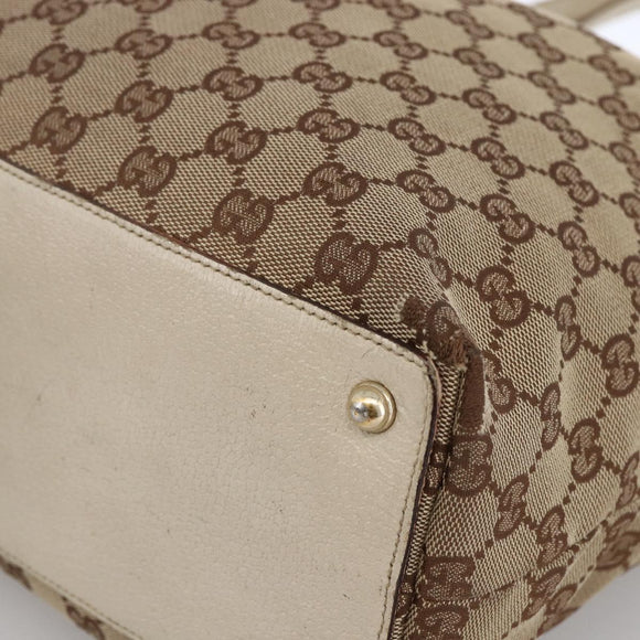 GUCCI GG Canvas Tote Bag Beige Gold 120836 Auth 166234