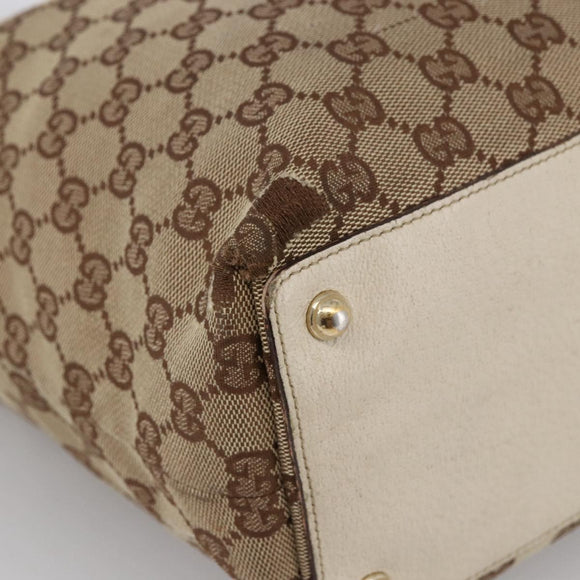 GUCCI GG Canvas Tote Bag Beige Gold 120836 Auth 166234