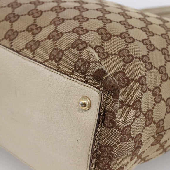 GUCCI GG Canvas Tote Bag Beige Gold 120836 Auth 166234