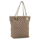 GUCCI GG Canvas Tote Bag Beige Gold 120836 Auth 166234-1