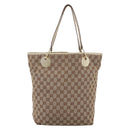 GUCCI GG Canvas Tote Bag Beige Gold 120836 Auth 166234-13