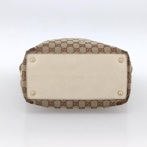 GUCCI GG Canvas Tote Bag Beige Gold 120836 Auth 166234