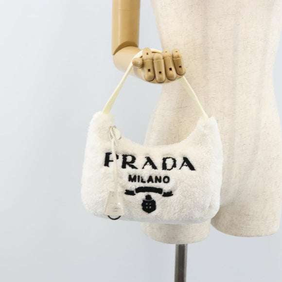 PRADA Hand pouch Hand Bag pile White Auth 166238M