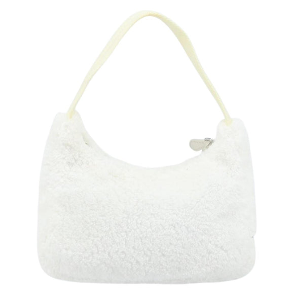 PRADA Hand pouch Hand Bag pile White Auth 166238M