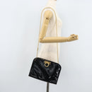 Salvatore Ferragamo Gancini Chain Bag Patent leather Black Gold Auth 166240-24