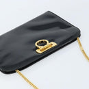 Salvatore Ferragamo Gancini Chain Bag Patent leather Black Gold Auth 166240-6