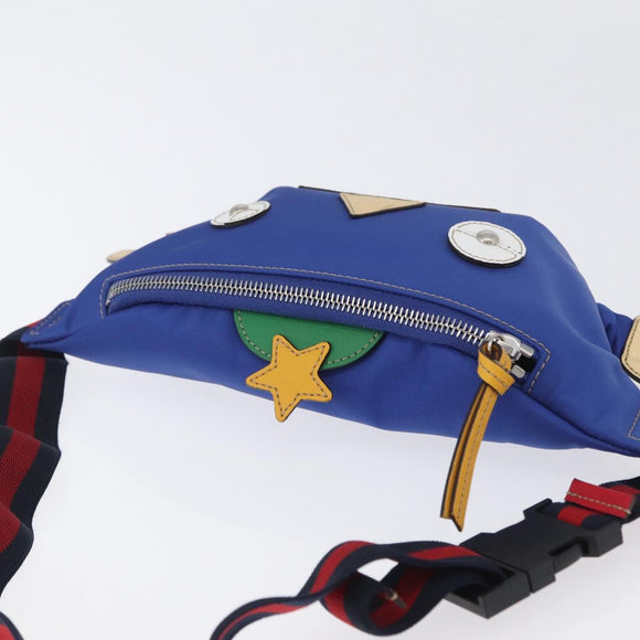 GUCCI Kinderen Heuptas Nylon Blauw Zilver 550771 Auth 166242M