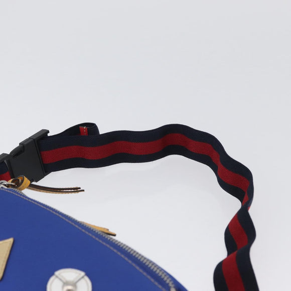 GUCCI Kinderen Heuptas Nylon Blauw Zilver 550771 Auth 166242M