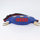 GUCCI Kinderen Heuptas Nylon Blauw Zilver 550771 Auth 166242M-5