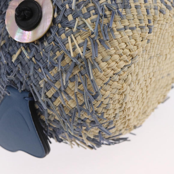 LOEWE Basket Bag Blow Fish Schoudertas Raffia Lichtblauw Auth 166244SM