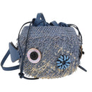 LOEWE Basket Bag Blow Fish Schoudertas Raffia Lichtblauw Auth 166244SM-1