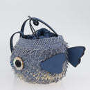LOEWE Basket Bag Blow Fish Schoudertas Raffia Lichtblauw Auth 166244SM-3
