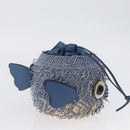 LOEWE Basket Bag Blow Fish Schoudertas Raffia Lichtblauw Auth 166244SM-4
