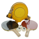 FENDI Ping Pong Racket Case Shoulder Bag Leather Yellow Silver Auth 166245SM-1