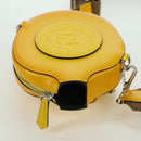 FENDI Ping Pong Racket Case Shoulder Bag Leather Yellow Silver Auth 166245SM-10