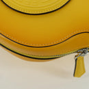 FENDI Ping Pong Racket Case Shoulder Bag Leather Yellow Silver Auth 166245SM-11