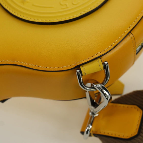 FENDI Ping Pong Racket Case Shoulder Bag Leather Yellow Silver Auth 166245SM