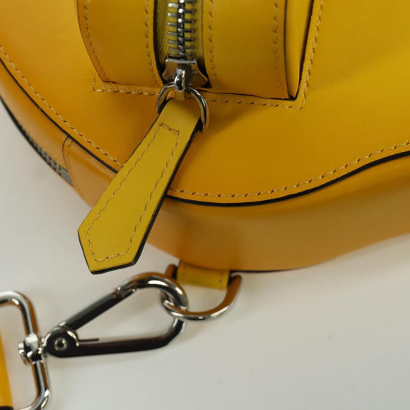 FENDI Ping Pong Racket Case Shoulder Bag Leather Yellow Silver Auth 166245SM