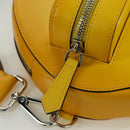 FENDI Ping Pong Racket Case Shoulder Bag Leather Yellow Silver Auth 166245SM-15