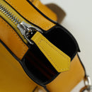 FENDI Ping Pong Racket Case Shoulder Bag Leather Yellow Silver Auth 166245SM-18