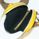 FENDI Ping Pong Racket Case Shoulder Bag Leather Yellow Silver Auth 166245SM-19