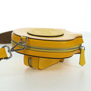 FENDI Ping Pong Racket Case Shoulder Bag Leather Yellow Silver Auth 166245SM-4