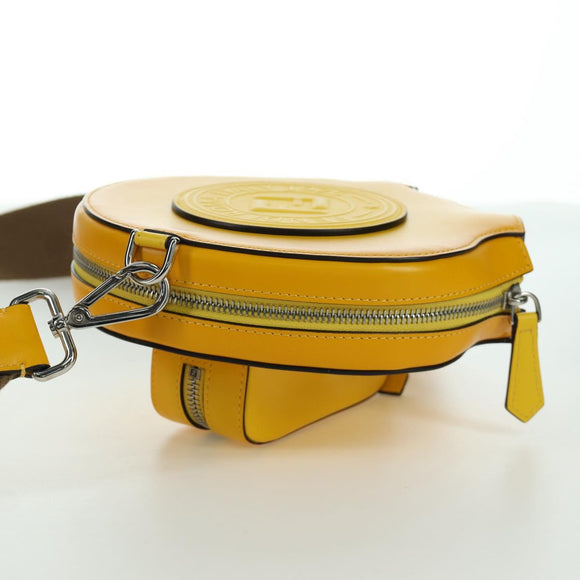 FENDI Ping Pong Racket Case Shoulder Bag Leather Yellow Silver Auth 166245SM