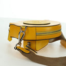 FENDI Ping Pong Racket Case Shoulder Bag Leather Yellow Silver Auth 166245SM-5