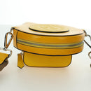 FENDI Ping Pong Racket Case Shoulder Bag Leather Yellow Silver Auth 166245SM-6