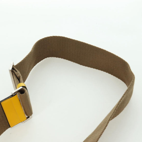 FENDI Ping Pong Racket Case Shoulder Bag Leather Yellow Silver Auth 166245SM